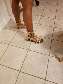 Tan chatties flats zip up back
