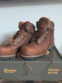 Chippewa Brown Leather Work Boots