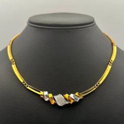 Jewelry Vintage 18k solid yellow gold and brilliant cut diamond 1.25CTW choker necklace