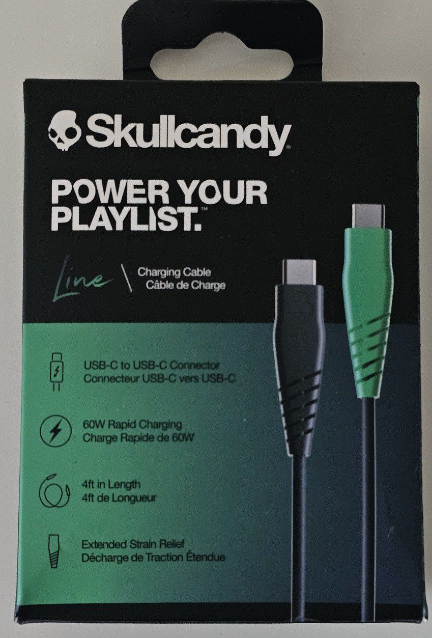 Skullcandy USB-C TO C 60W 4ft Cable. Brand New