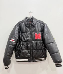 Disney Mickey Mouse Faux Leather Puffer Jacket