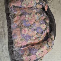 Faded Embroidered  Gray Jean Jacket & W/ 3D Flower Embroidery L. Size