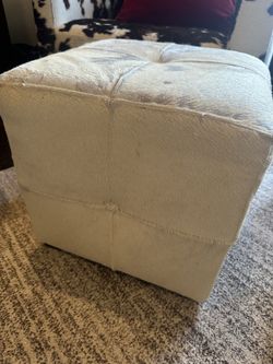 Real horse hair cube ottoman footstool