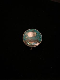 Alpaca silver Abalone turquoise mother of pearl pillbox