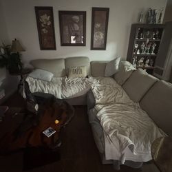 Large Beige Sectional Couch