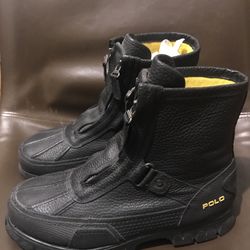Black Polo By Ralph Lauren Leather Boots Size 9