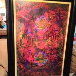 RARE PRINT1967 LITHOGRARH ORIGINAL PSYCHEDELIC POSTERS FROM EAST TOTEM WEST JOE MCHUGH DOUBLE PRINT EVENING RAGA OVER PIPE DREAMS GALLERY FRAMED