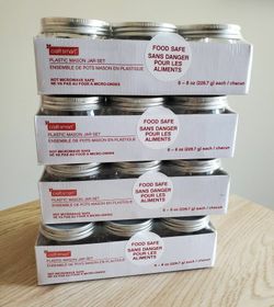 NEW SETS of 6ct Plastic 8oz. Food Safe Mason Jars