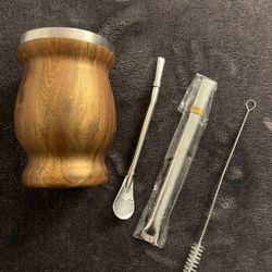 Yerba Mate Gourd Set – Wood & Stainless Steel with Bombillas 
