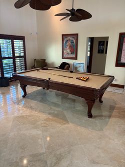 Pool Table with Cue and Ball Set