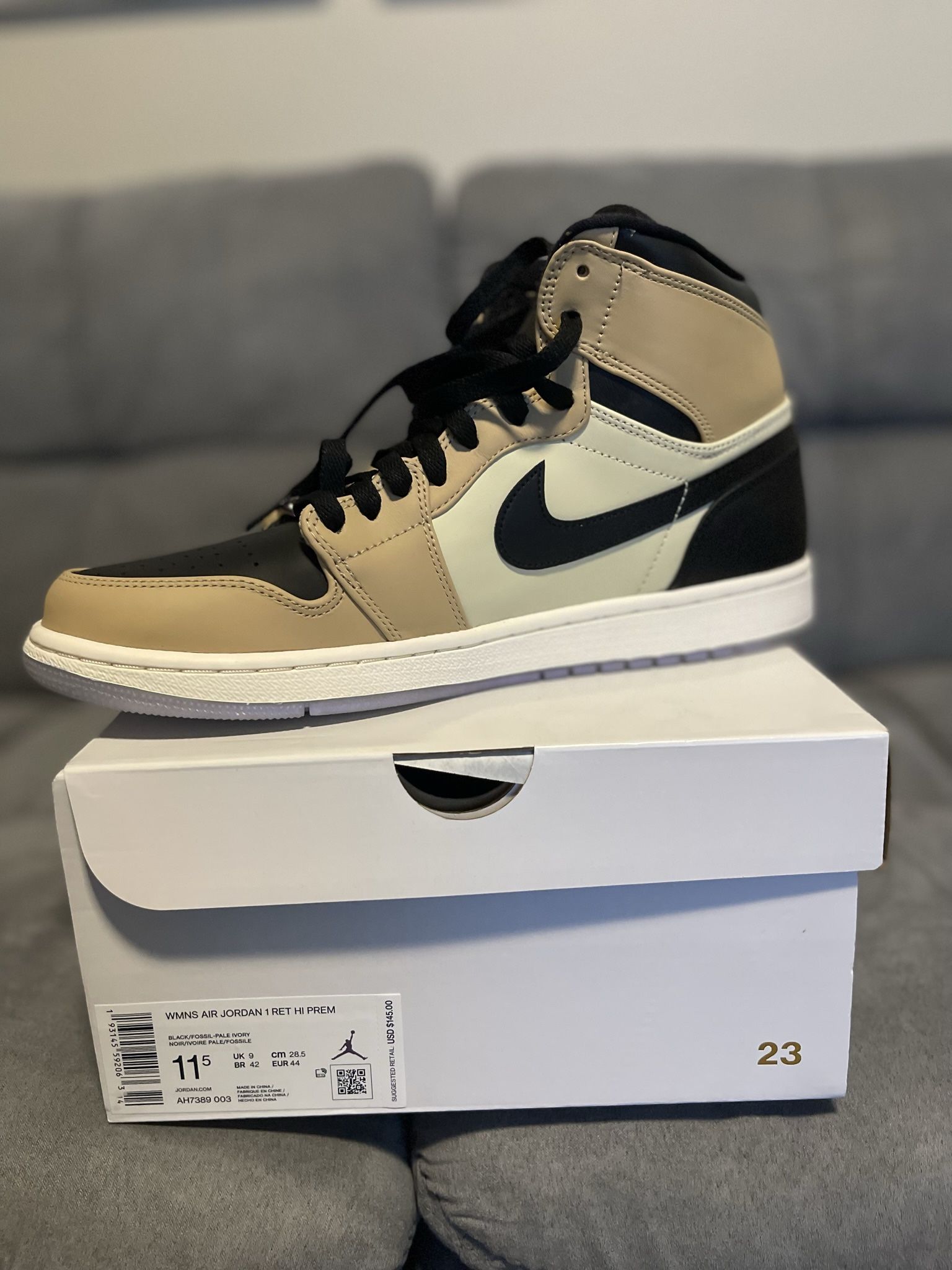Jordan 1 High Mushroom Size 11.5 Women 10 Men
