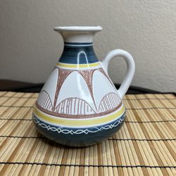 Pottery Ewer Vase Signed Elle Norway Keramikk Norwegian Vintage **FLAWS**