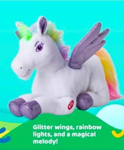 Dazmers Unicorn Light Up Stuffed Animal Toy with Flapping Wings - Musical Unicorn Plushies for Girls