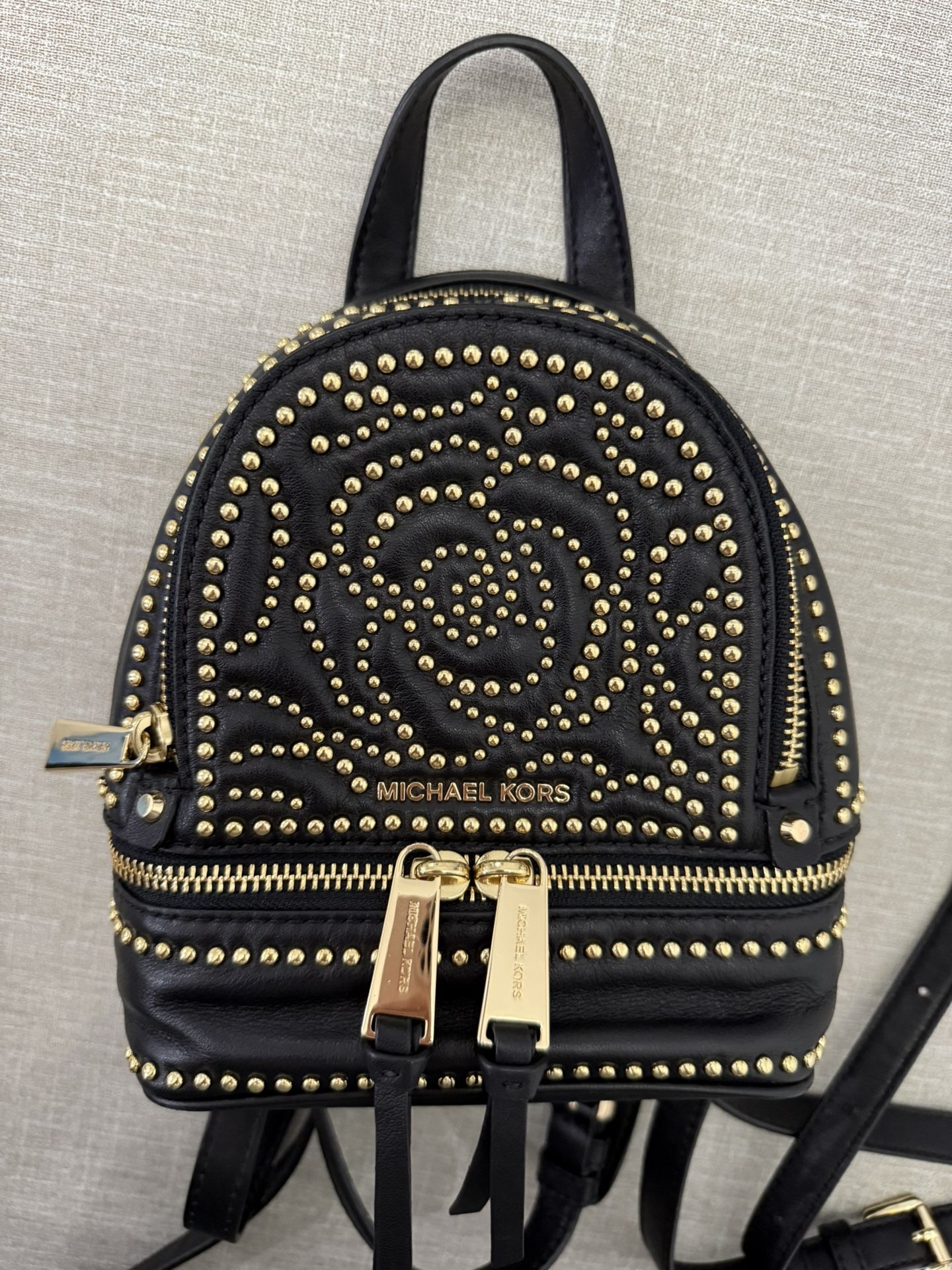Michael Kors Rhea Mini Studded Leather Backpack