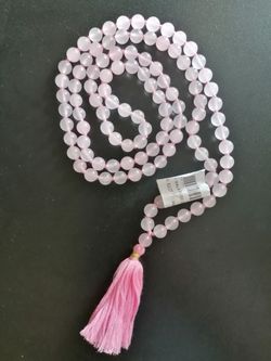 Rose Quarz Necklace, Indian Mala