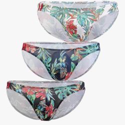 Large Mens Mesh Printed Bikini Briefs Underwear Low Waist Breathable Triangle Underpants