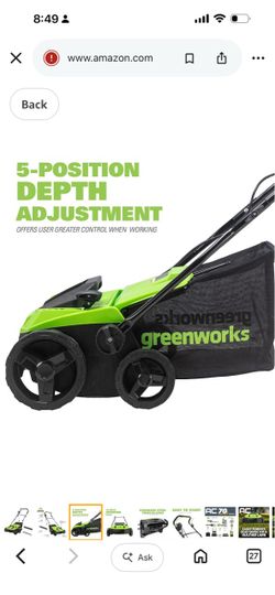 Greenworks 13 Amp 14-Inch Corded Dethatcher / Scarifier, 2-in-1 Electric Lawn Rake with 3-Position D
