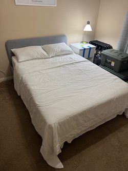 IKEA Full Bed Frame + Mattress + Upholstered Headboard