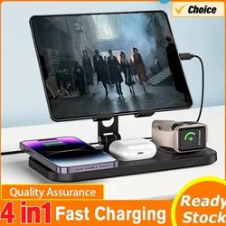 (0013) Wireless Charger 4 in 1 for Apple Charging Station for iPhone 16 Pro Max/15/14 Series, AirPods Pro 2, iPad Stand, Watch Charger for iWatch Seri