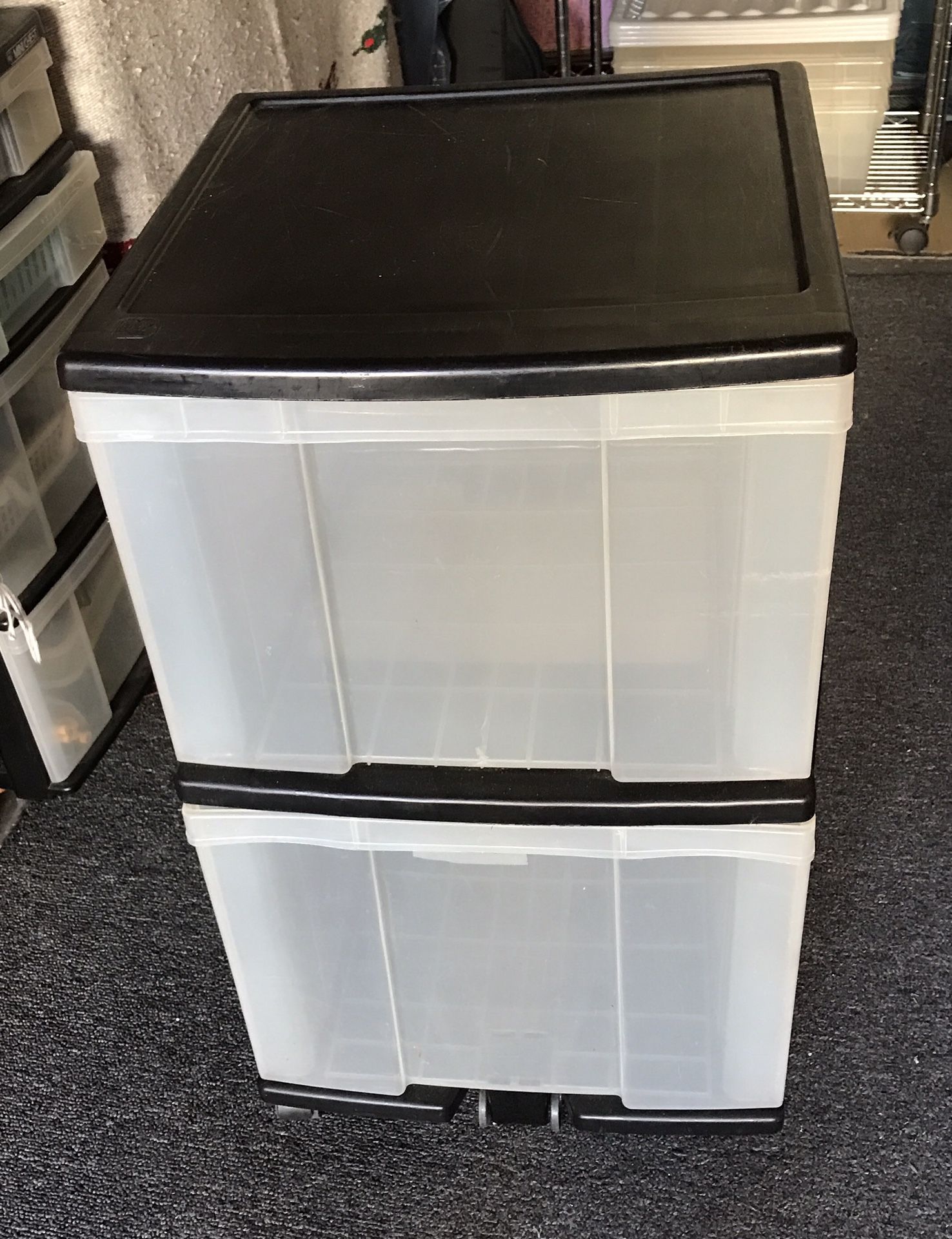 Plastic 2-Drawer Storage Rolling Cart