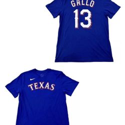 Nike Texas Rangers Joey Gallo #13 Blue Jersey T Shirt Mens Medium New