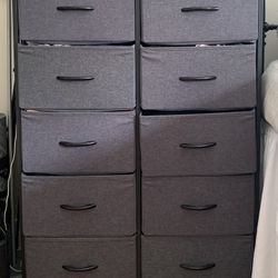 10 Drawer Tall Gray and Black Dresser