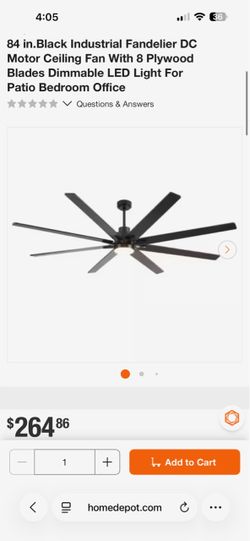 84 in. Black Industrial Ceiling Fan with LED Light