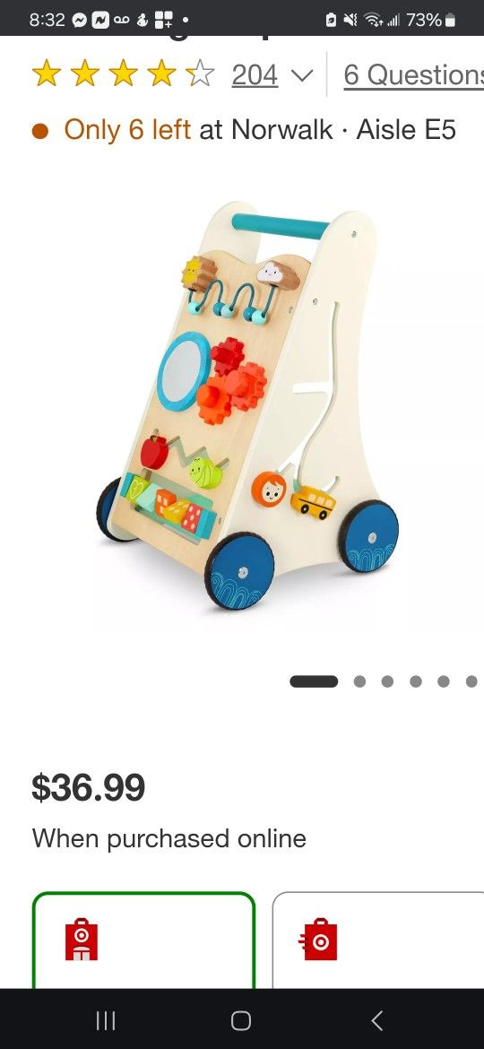 B. Toys Wooden Activity Walker Little Learning Steps