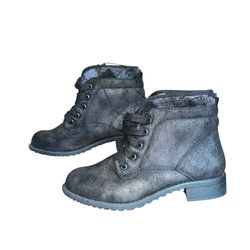 White Mountain Low Rise Lace Up Boots 5.5 Black Suede Women