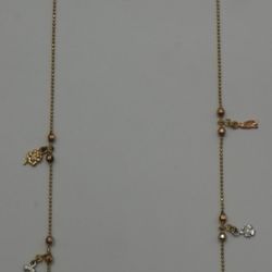 14KT YELLOW GOLD NECKLACE WITH CHARMS ELEPHANT. EYE, FLOWER , HORSESHOE 5.3 GRAMS 863323-1
