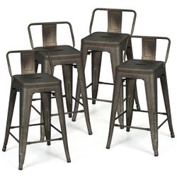 Low Back Metal Counter Stools (Set of 4)