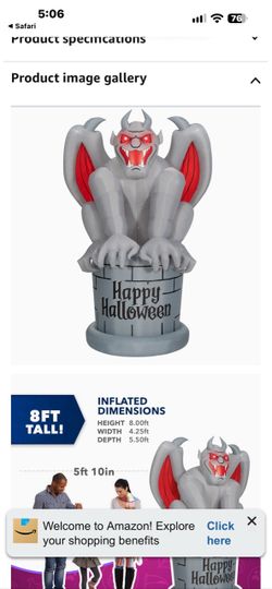 8ft Halloween Inflatable Gargoyle Decoration