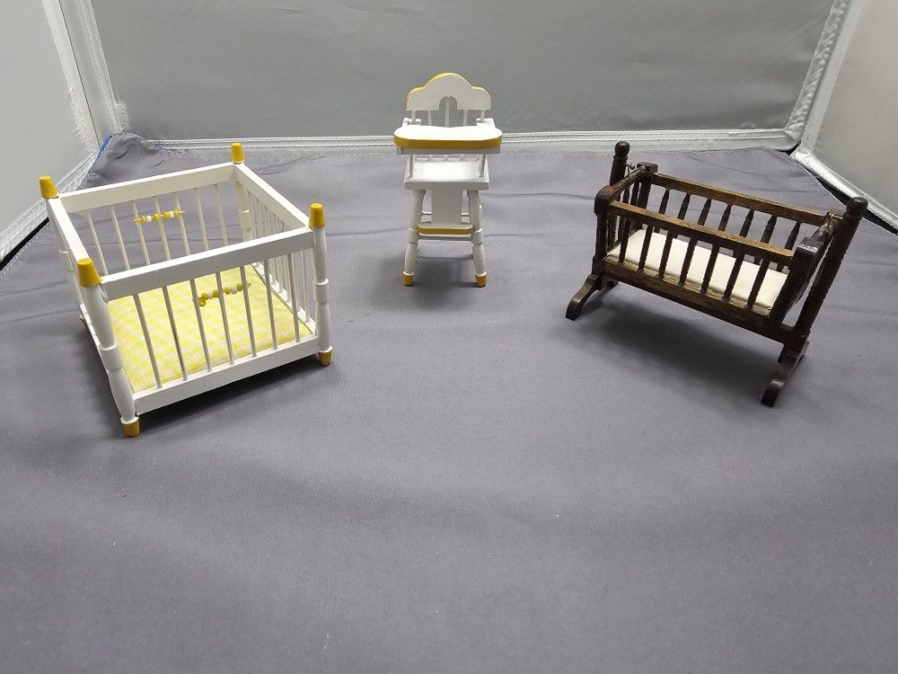 Vintage Dollhouse Wooden Furniture Set
