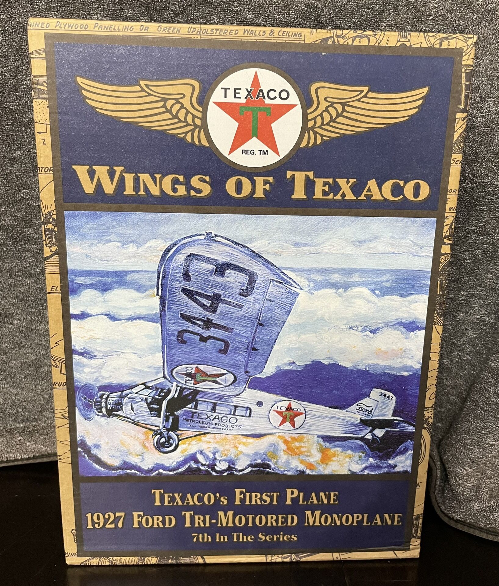 1927 Ford Tri-Motored Monoplane WINGS OF TEXACO 7th in Series Die-cast Metal Coin Bank - NEW