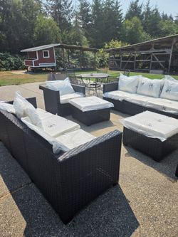 Aoxun 7-Piece Patio Furniture Set with Fire Pit – 10 Seats