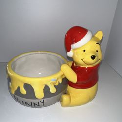 Winnie The Pooh Candy Dish Christmas Holiday Hunny Pot Dip Bowl Disney 