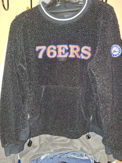 Women's FISLL Black Philadelphia 76ers Sherpa Pullover Jacket with Zipper Detail size Large $35