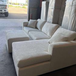 Brand New Cream Sectionals With Free Ottoman 