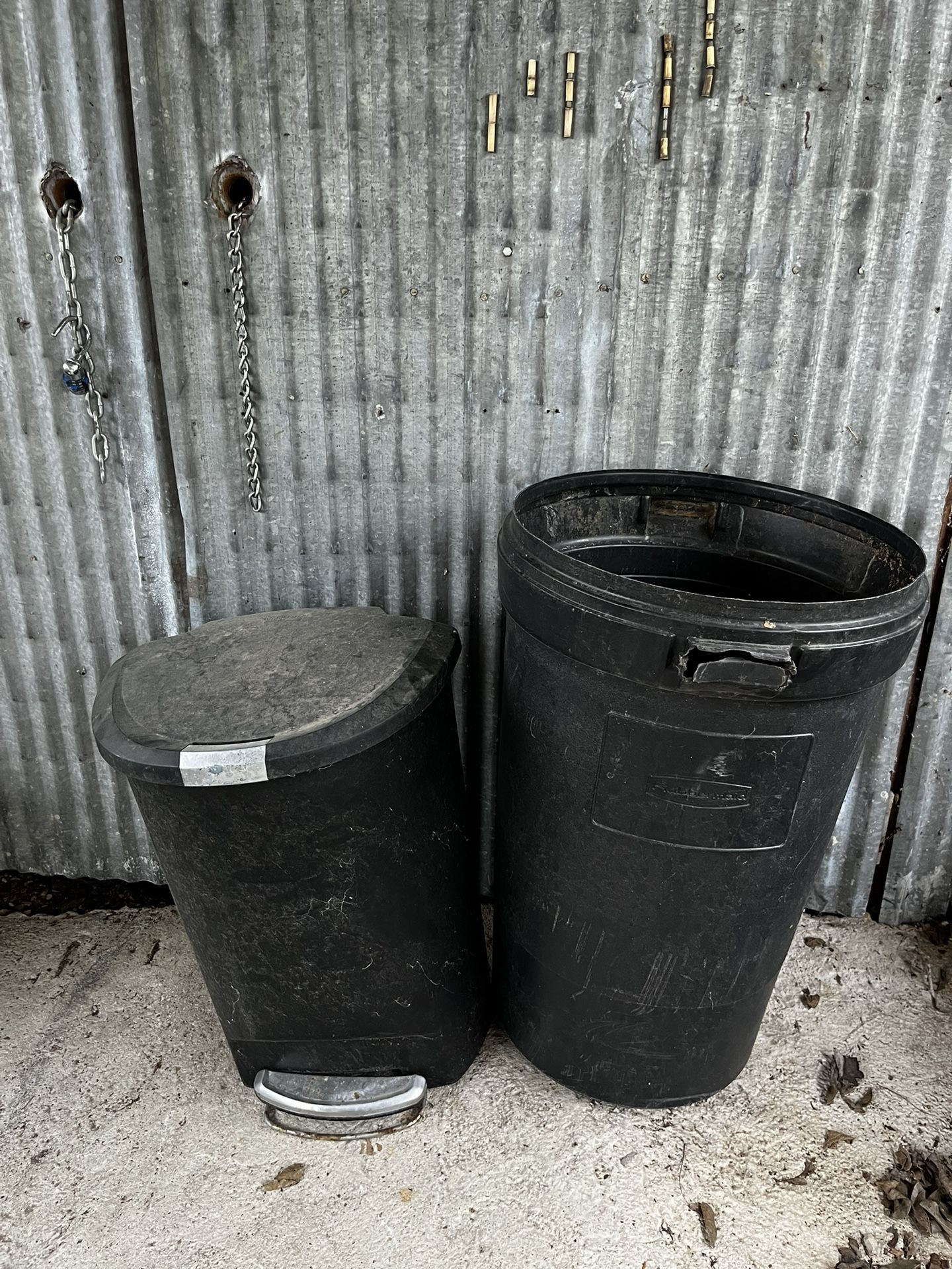Two Mid-size Trash Cans 