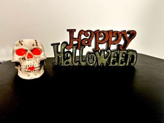 Halloween Decor Set Skull Light and Sign