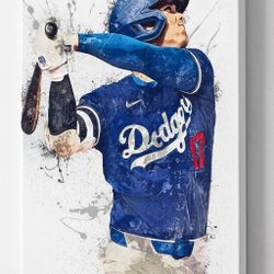 Shohei Ohtani Canvas Wall Art Poster, Stretched And Ready To Hang