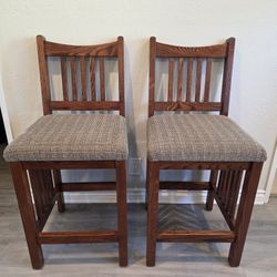 Craftsman Style Solid Wood Bar Stools – Set of 2 
