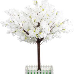 Artificial Cherry Blossom Tree - Handmade White Fake Cherry Blossom Tree Centerpieces for Wedding Party Christmas Garden Indoor & Outdoor