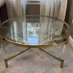 Round Acrylic And Gold Coffe Table 
