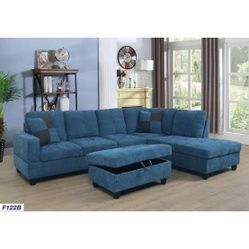 BRAND NEW SECTIONAL COUCH WITH STORAGE OTTOMAN 