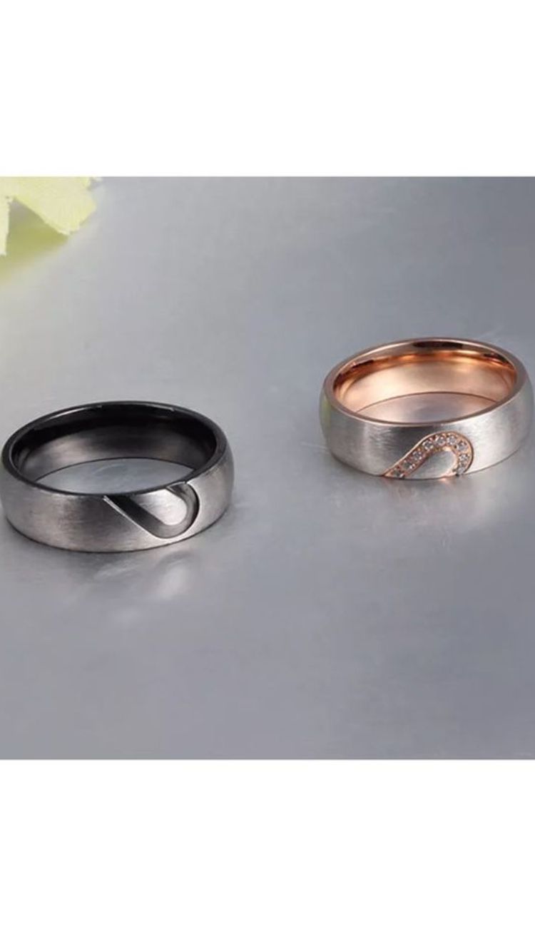 2pcs Heart Wedding Promise Couple Rings