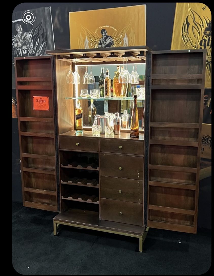 Gurkha Vintage Brown Wooden Bar Cabinet Humidor