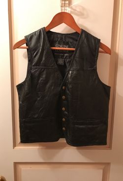 Brand New Black Leather Vest Size Small With Two Outside and one Inside Pockets!