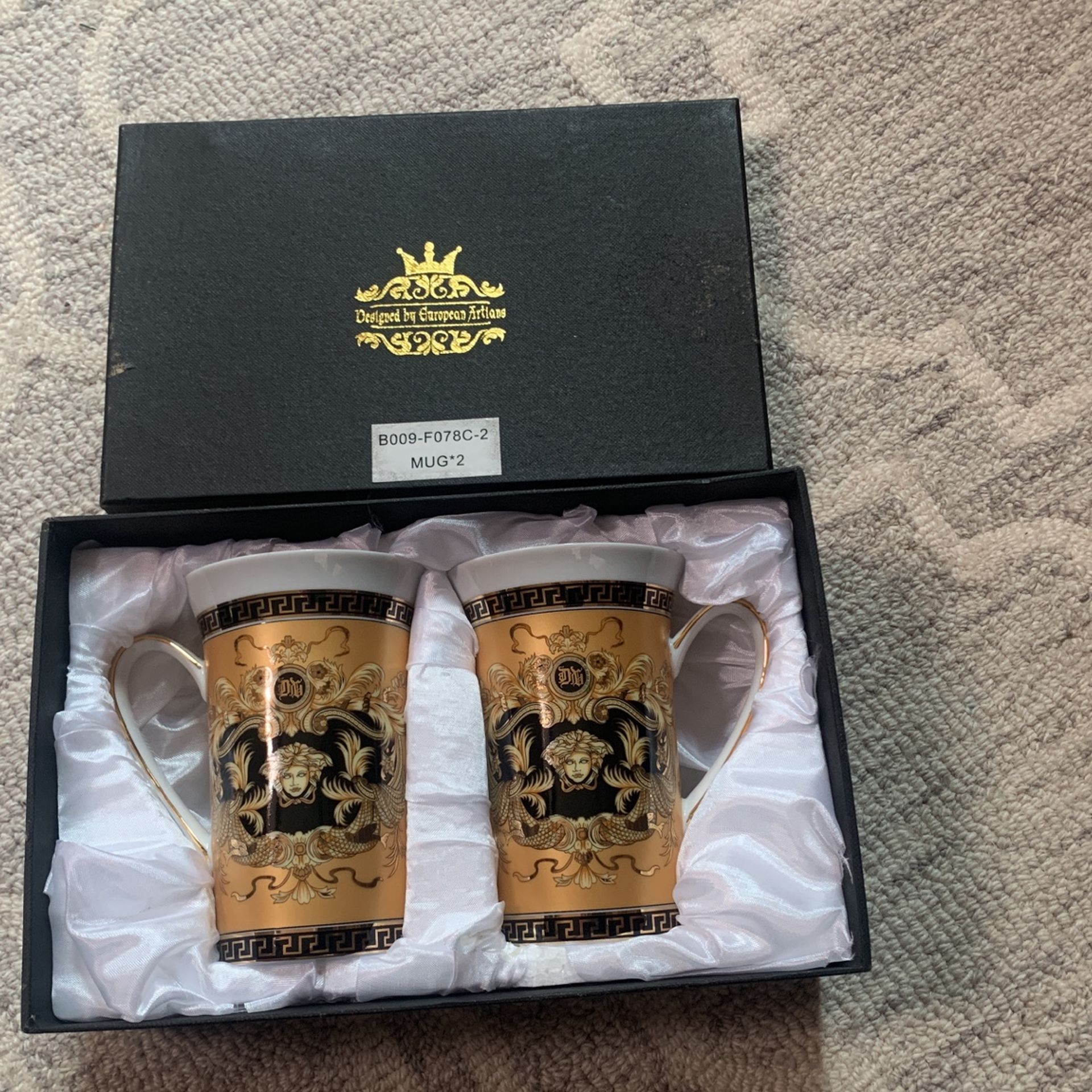 Versace Coffee Mugs - Medusa Design - NIB