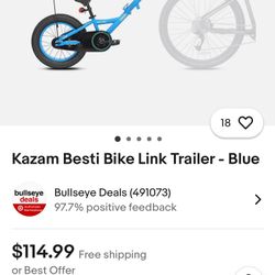 Kazam Besti Bike Link Trailer - Blue, Tag Along Bike